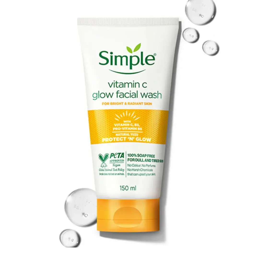 Simple Glow Facial Wash with visible product gel bubbles