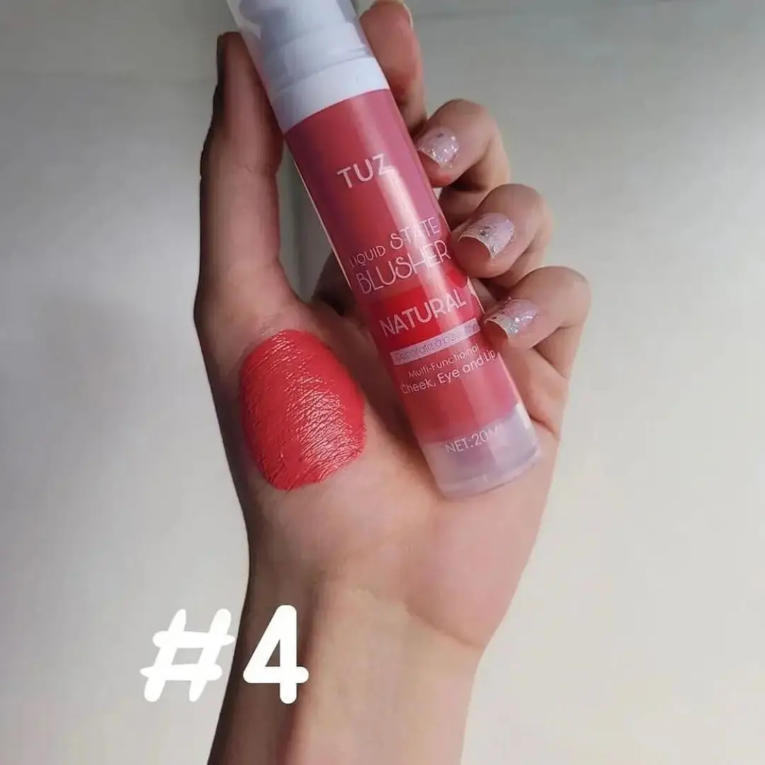 TUZ Liquid Blusher shade #4 swatched on hand