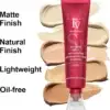 SK-Forever Foundation tube with swatches of multiple shades and benefits