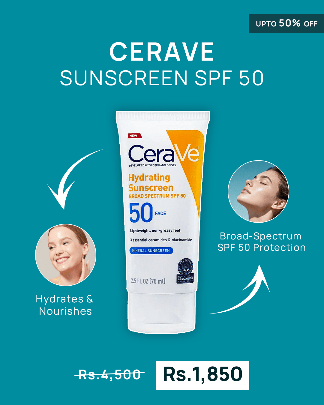CeraVe Hydrating Mineral Sunscreen (Broad Spectrum SPF50)