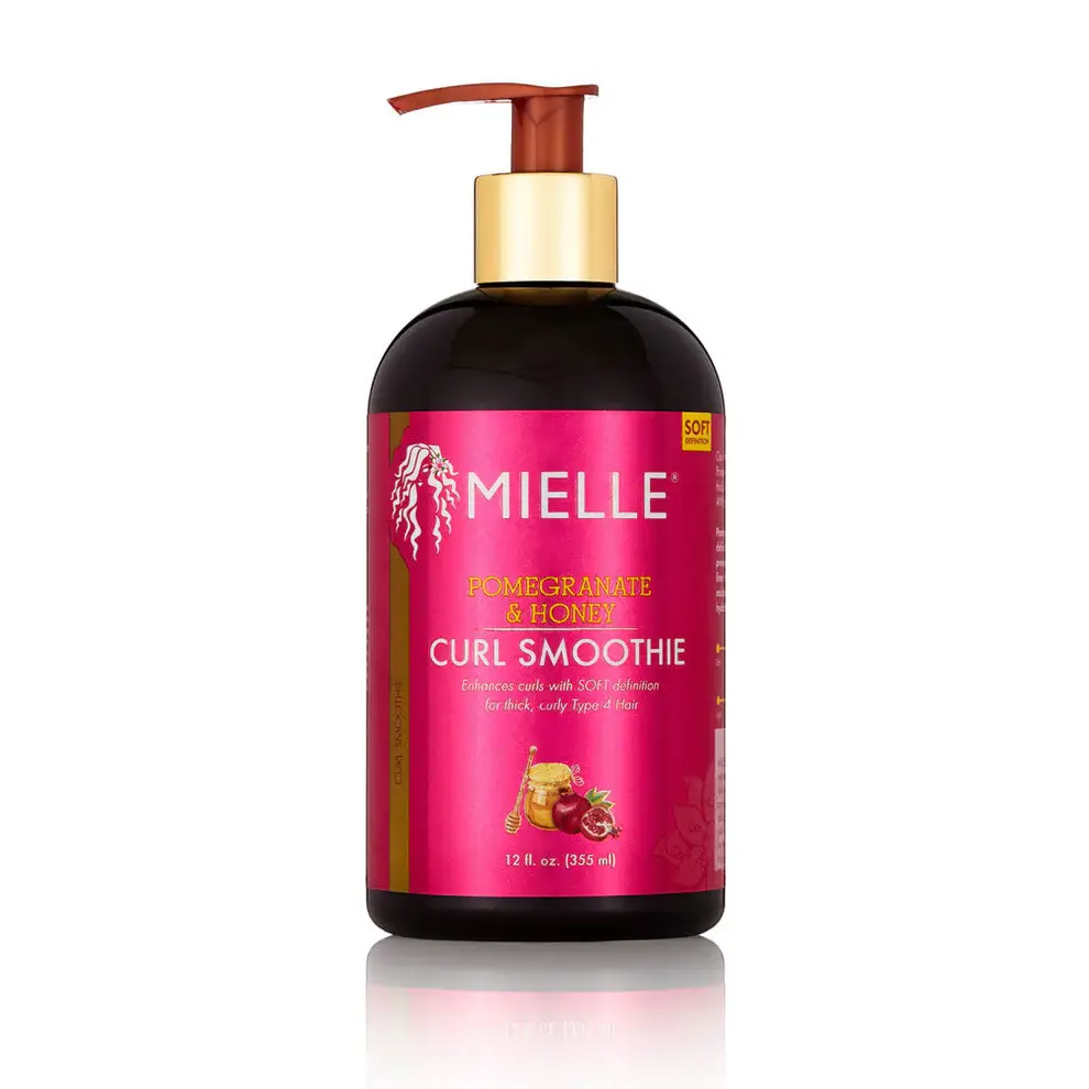 Mielle Pomegranate & Honey Curl Smoothie bottle front view on white background.