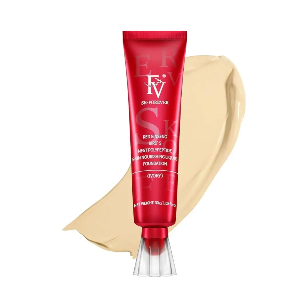 SK-Forever Red Ginseng Liquid Foundation with ivory tone swatch