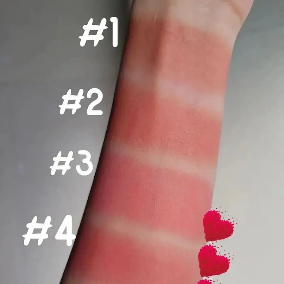 TUZ Blusher swatches #1 to #4 shown on arm