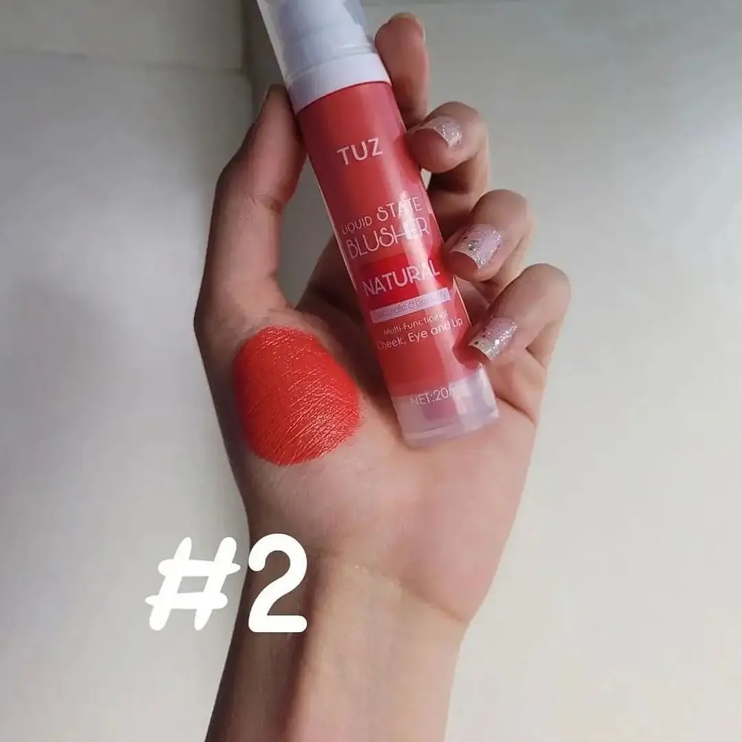TUZ Liquid Blusher shade #2 swatched on hand